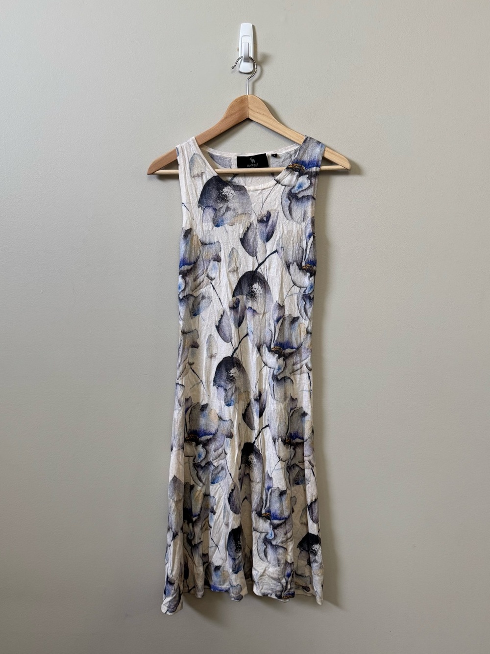 Black Goat cashmere floral abstract print cashmere silk blend mini dress